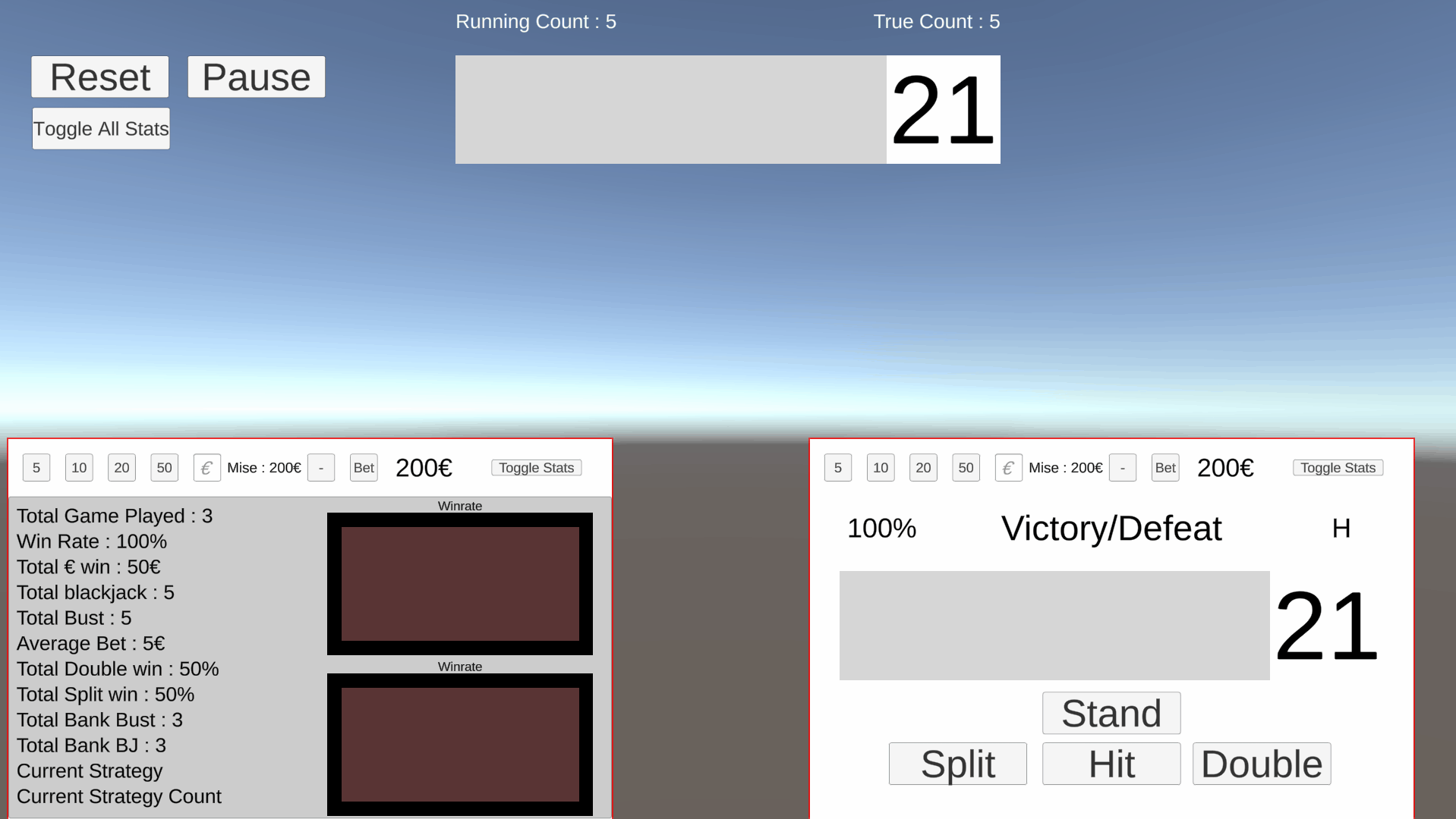 Animated blackjack match showing AI-controlled players making decisions