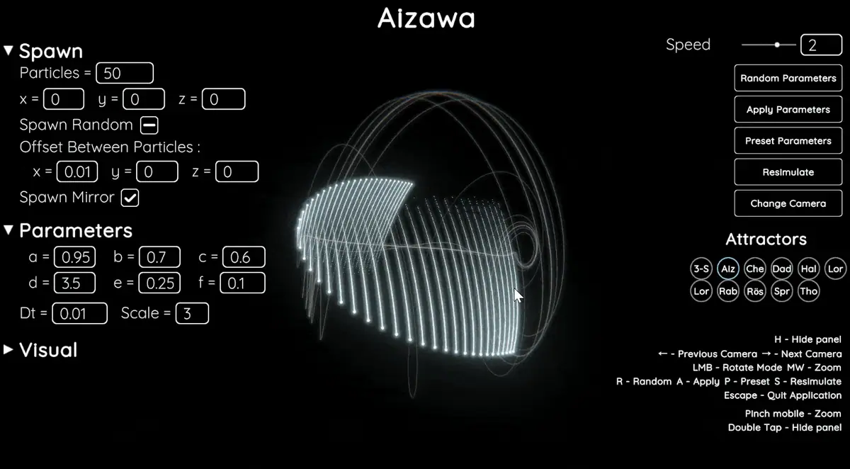 Animated Lorenz attractor visualization forming a luminous chaotic trajectory