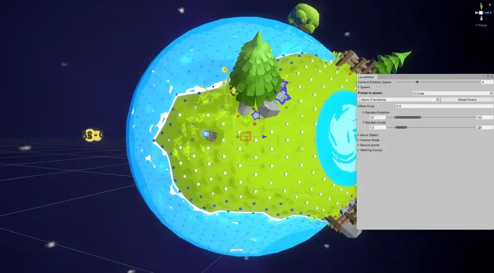 Animated demonstration of the object spawning tool developed for MoonWool